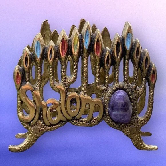 Judaica Made in Israel SHALOM Brass Letter Mail Napkin holder - Picture 1 of 3